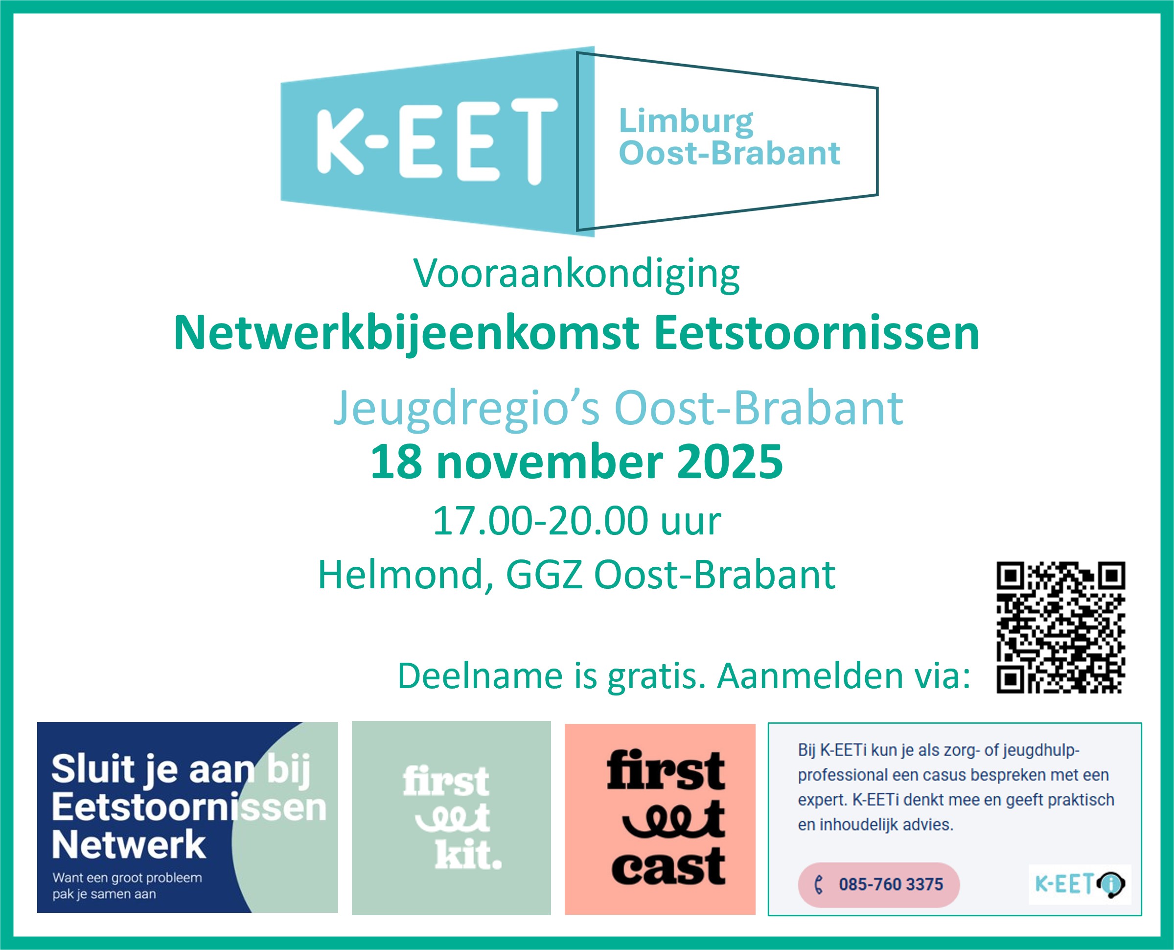 netwerken bijeenkomst K-EET jeugdregio Oost-Brabant Helmond GGZ eetstoornis